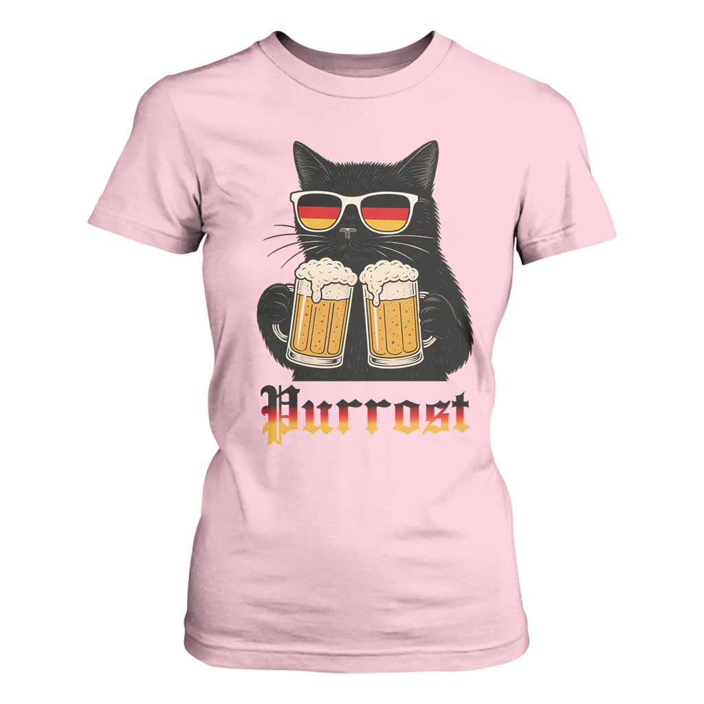 Oktoberfest Prost Cat Drinking T Shirt For Women Funny Purrost German Beer Gift TS12 Light Pink Print Your Wear