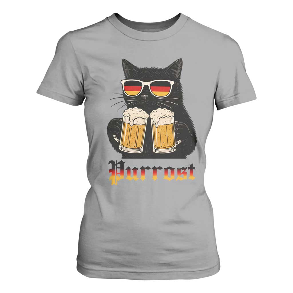 Oktoberfest Prost Cat Drinking T Shirt For Women Funny Purrost German Beer Gift TS12 Sport Gray Print Your Wear