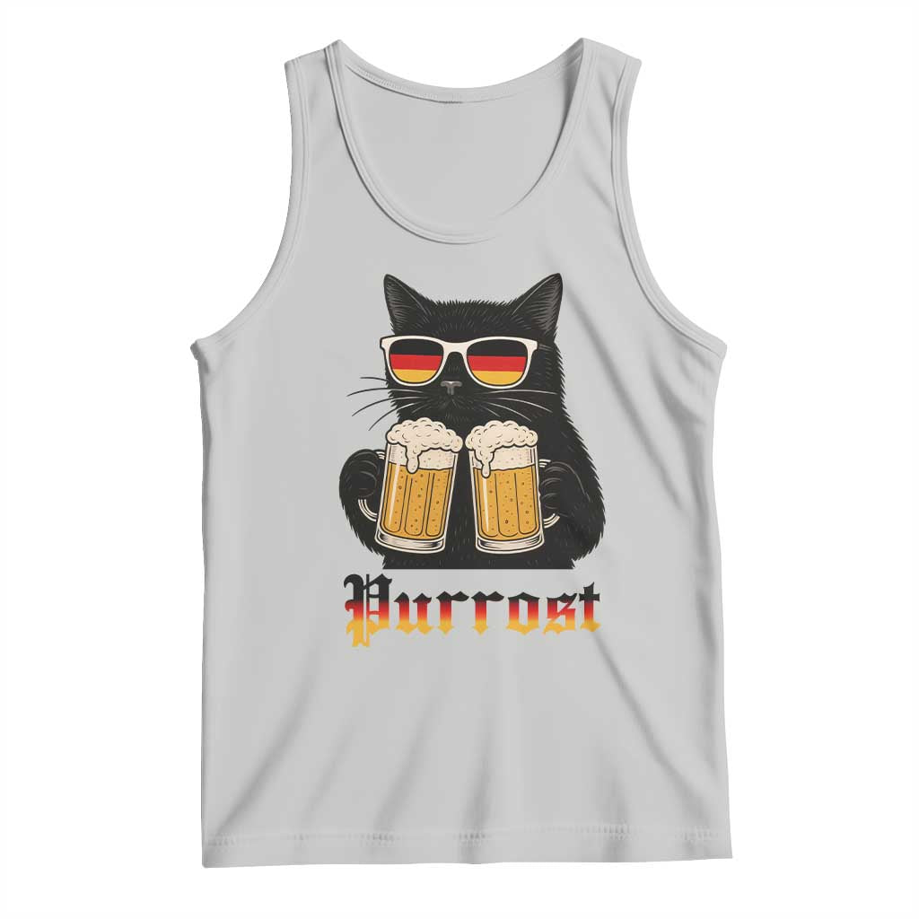 Oktoberfest Prost Cat Drinking Tank Top Funny Purrost German Beer Gift TS12 Ash Print Your Wear