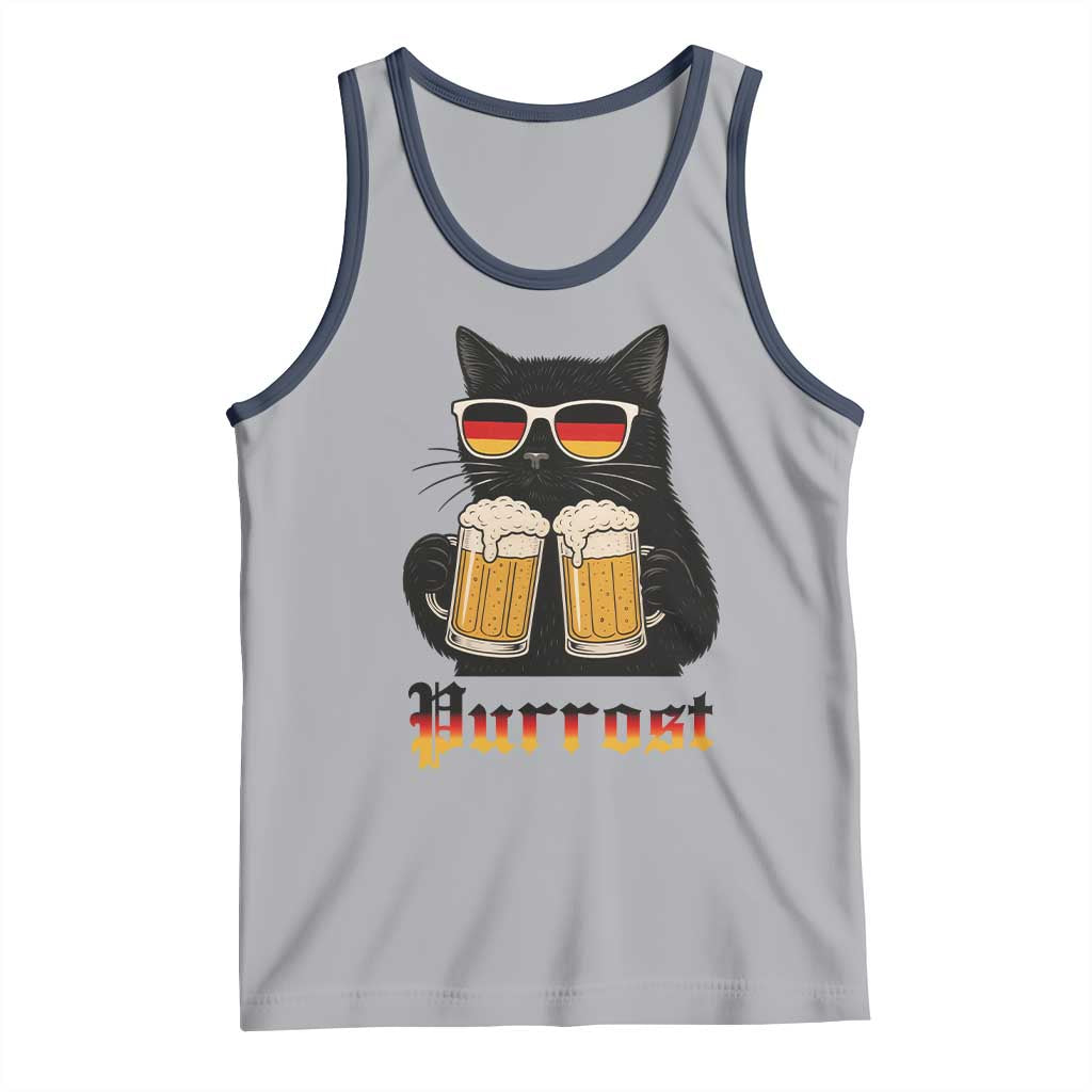 Oktoberfest Prost Cat Drinking Tank Top Funny Purrost German Beer Gift TS12 Athletic Heather Navy Print Your Wear