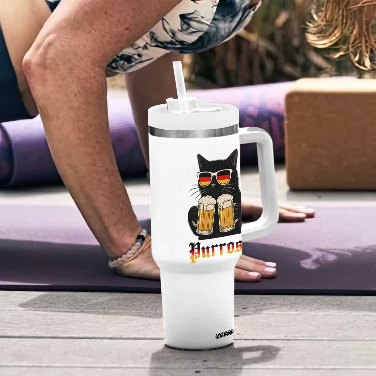 Oktoberfest Prost Cat Drinking Tumbler With Handle Funny Purrost German Beer Gift TS12 Print Your Wear