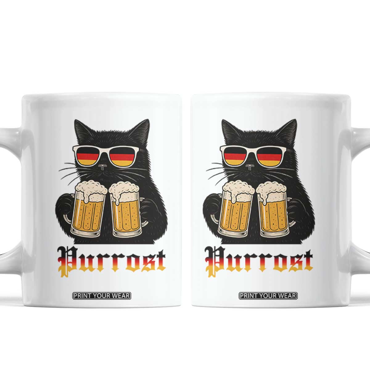 Oktoberfest Prost Cat Drinking Coffee Mug Funny Purrost German Beer Gift TS12 White Print Your Wear