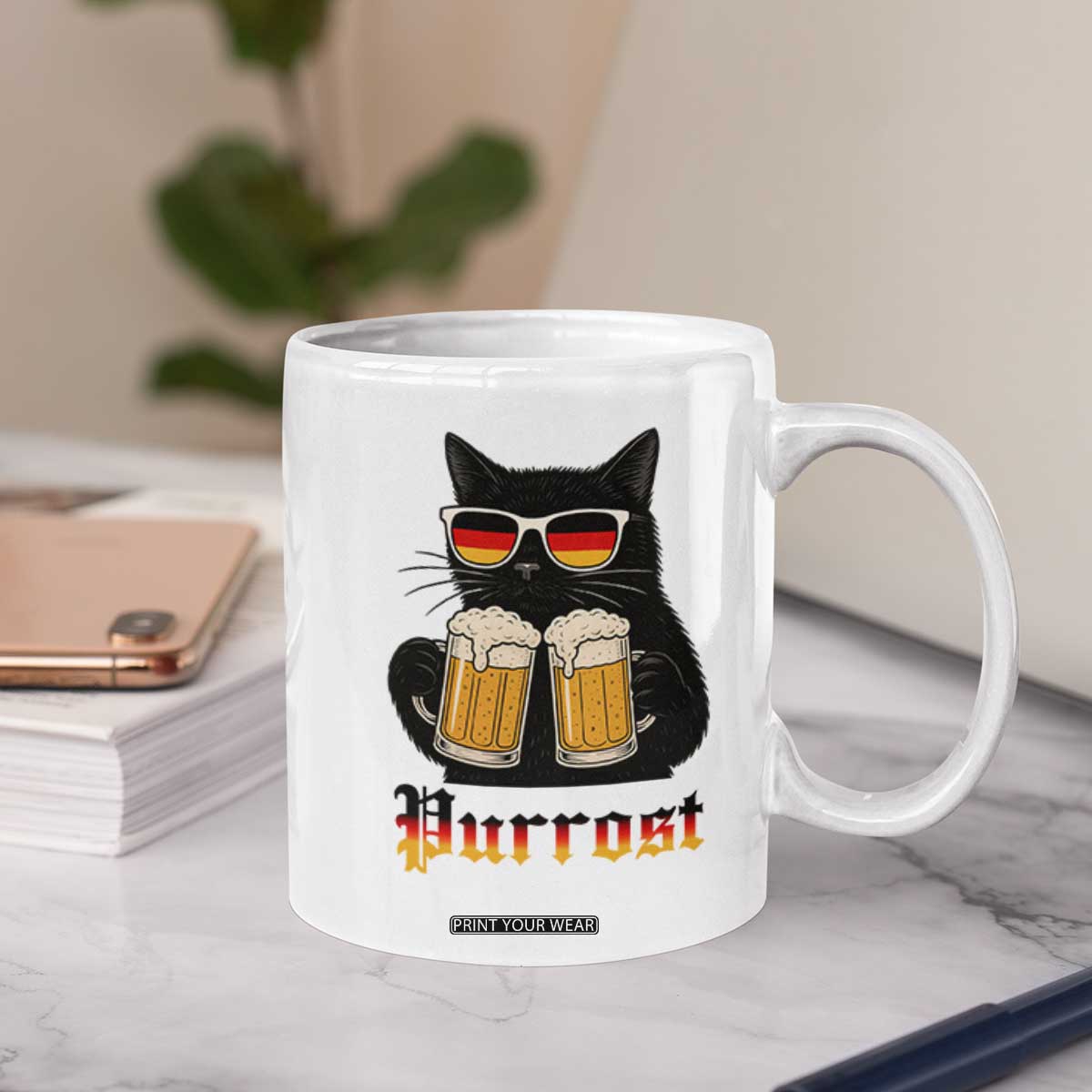 Oktoberfest Prost Cat Drinking Coffee Mug Funny Purrost German Beer Gift TS12 Print Your Wear