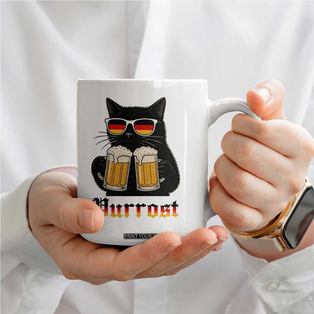 Oktoberfest Prost Cat Drinking Coffee Mug Funny Purrost German Beer Gift TS12 Print Your Wear