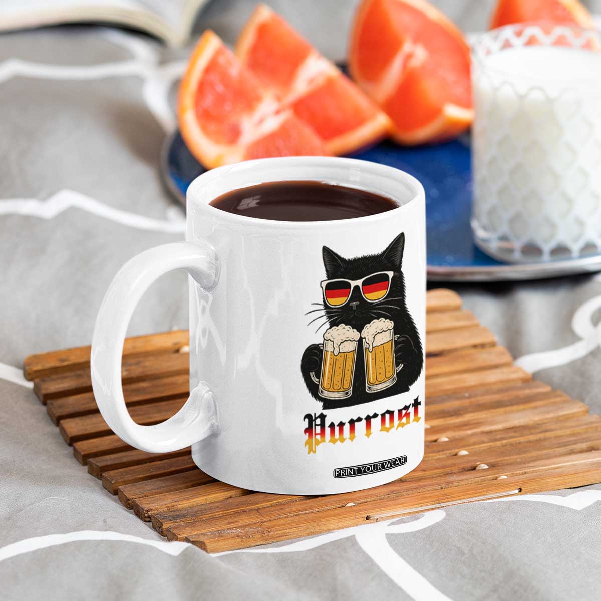 Oktoberfest Prost Cat Drinking Coffee Mug Funny Purrost German Beer Gift TS12 Print Your Wear