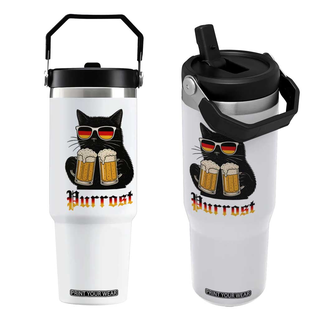 Oktoberfest Prost Cat Drinking Flip Straw Tumbler Funny Purrost German Beer Gift TS12 One Size: 30 oz White Print Your Wear