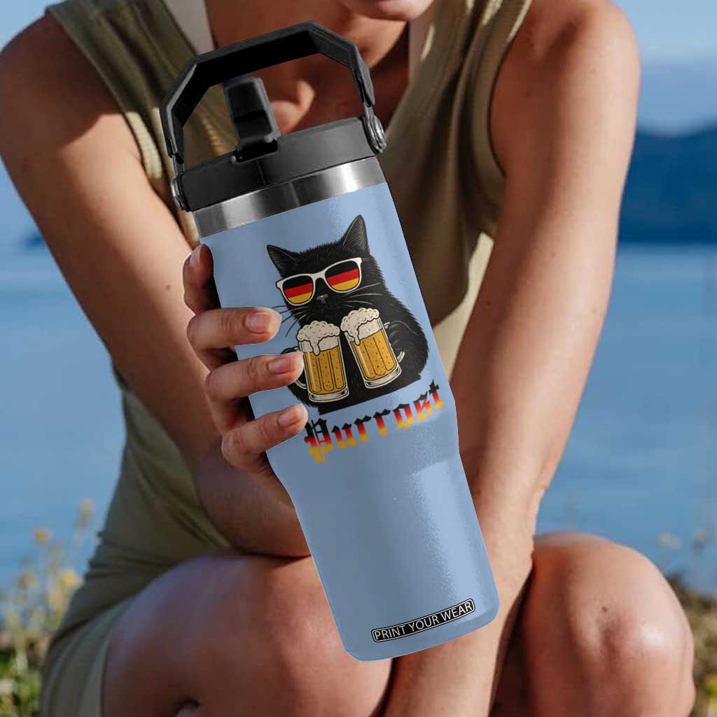 Oktoberfest Prost Cat Drinking Flip Straw Tumbler Funny Purrost German Beer Gift TS12 One Size: 30 oz Light Blue Print Your Wear