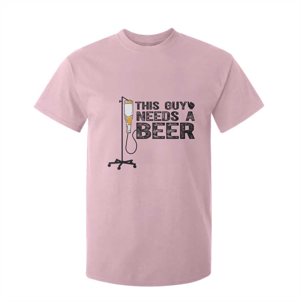 Funny Drinking Lover T Shirt For Kid This Guy Needs A Beer TS12 Light Pink Print Your Wear