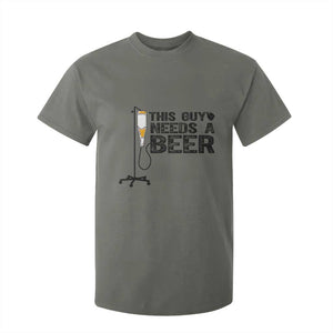 Funny Drinking Lover T Shirt For Kid This Guy Needs A Beer TS12 Military Green Print Your Wear