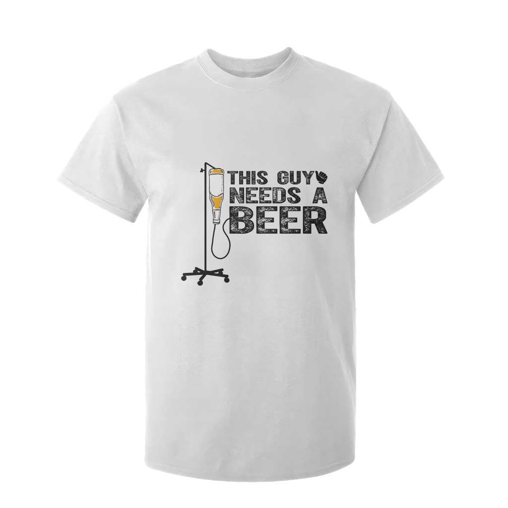 Funny Drinking Lover T Shirt For Kid This Guy Needs A Beer TS12 White Print Your Wear