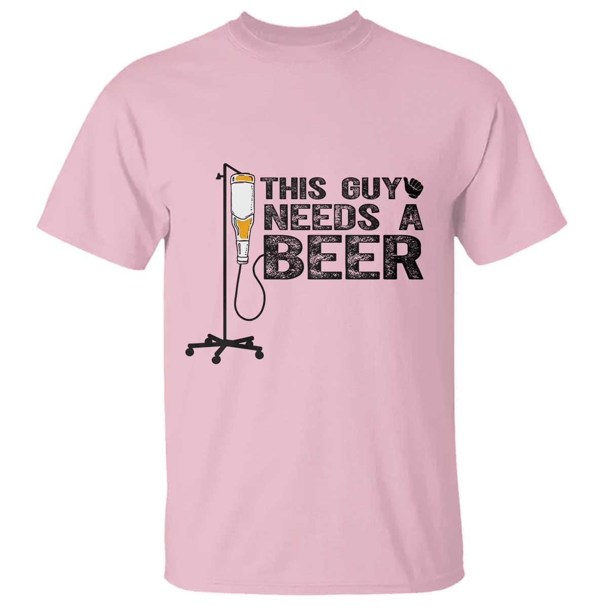 Funny Drinking Lover T Shirt This Guy Needs A Beer TS12 Light Pink Print Your Wear