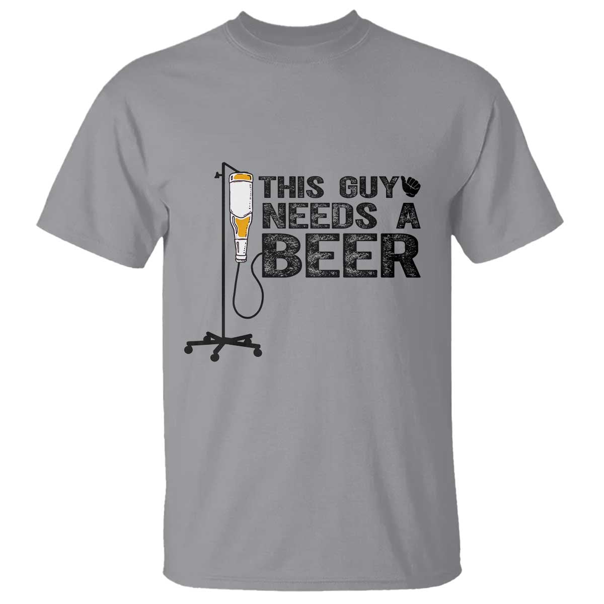 Funny Drinking Lover T Shirt This Guy Needs A Beer TS12 Sport Gray Print Your Wear