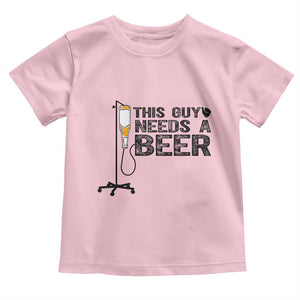 Funny Drinking Lover Toddler T Shirt This Guy Needs A Beer TS12 Light Pink Print Your Wear