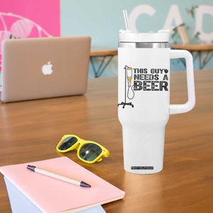 Funny Drinking Lover Tumbler With Handle This Guy Needs A Beer TS12 Print Your Wear