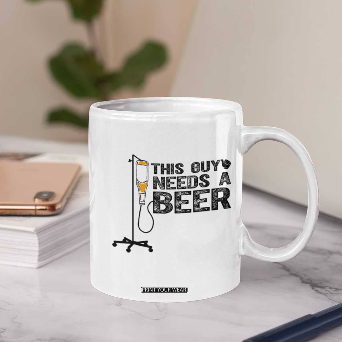 Funny Drinking Lover Coffee Mug This Guy Needs A Beer TS12 Print Your Wear