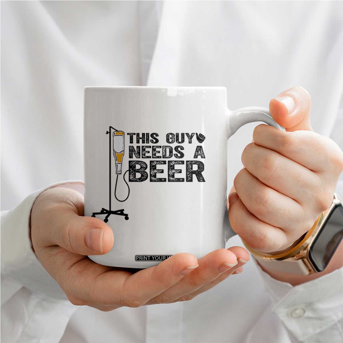 Funny Drinking Lover Coffee Mug This Guy Needs A Beer TS12 Print Your Wear