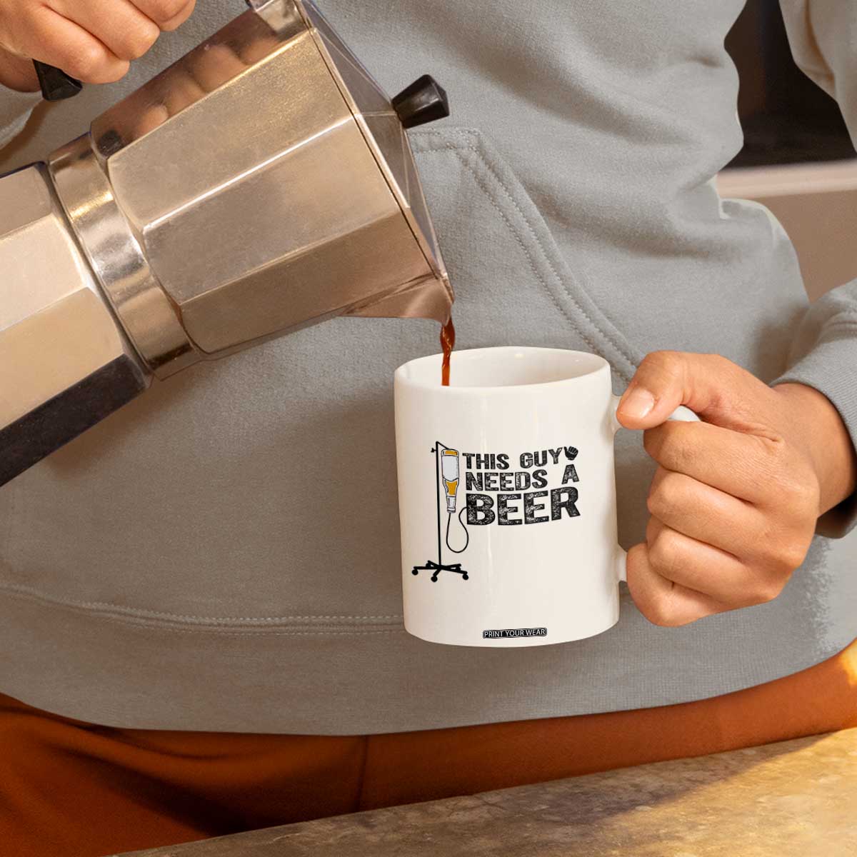 Funny Drinking Lover Coffee Mug This Guy Needs A Beer TS12 Print Your Wear
