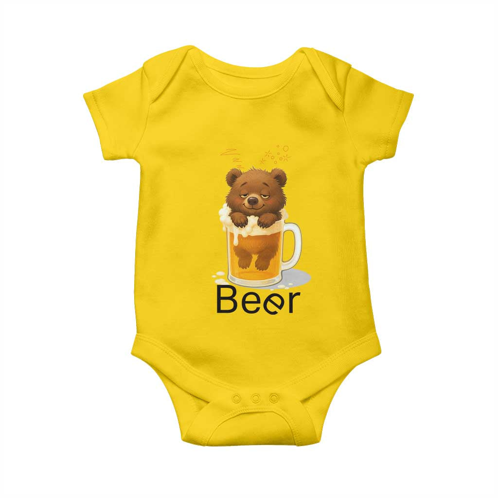Funny Drinking Lover Baby Onesie Bear In Beer Glass TS12 Daisy Print Your Wear