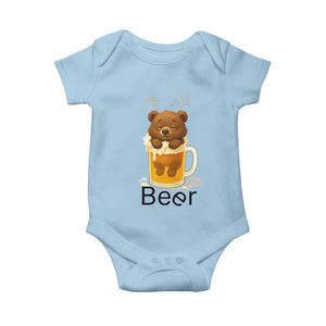 Funny Drinking Lover Baby Onesie Bear In Beer Glass TS12 Light Blue Print Your Wear