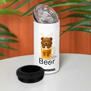 Funny Drinking Lover 4 in 1 Can Cooler Tumbler Bear In Beer Glass TS12 Print Your Wear