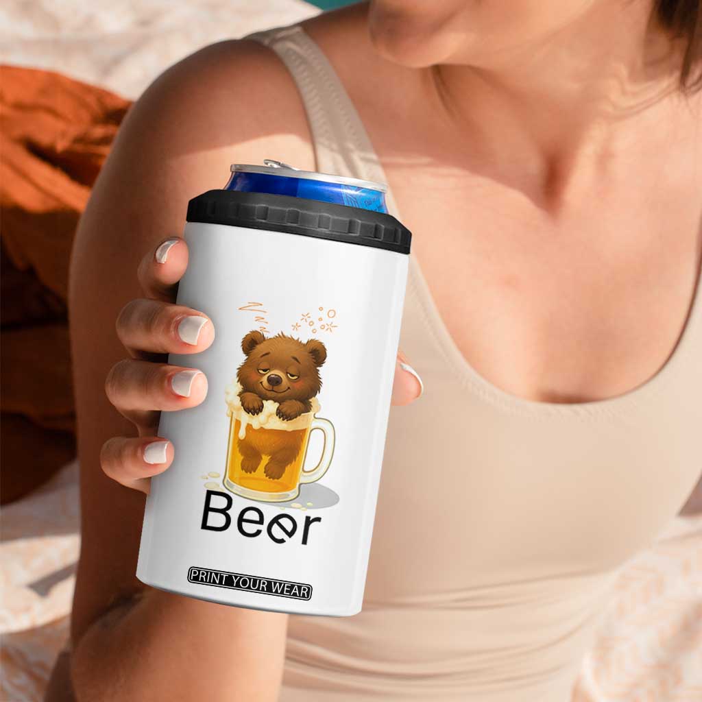 Funny Drinking Lover 4 in 1 Can Cooler Tumbler Bear In Beer Glass TS12 Print Your Wear