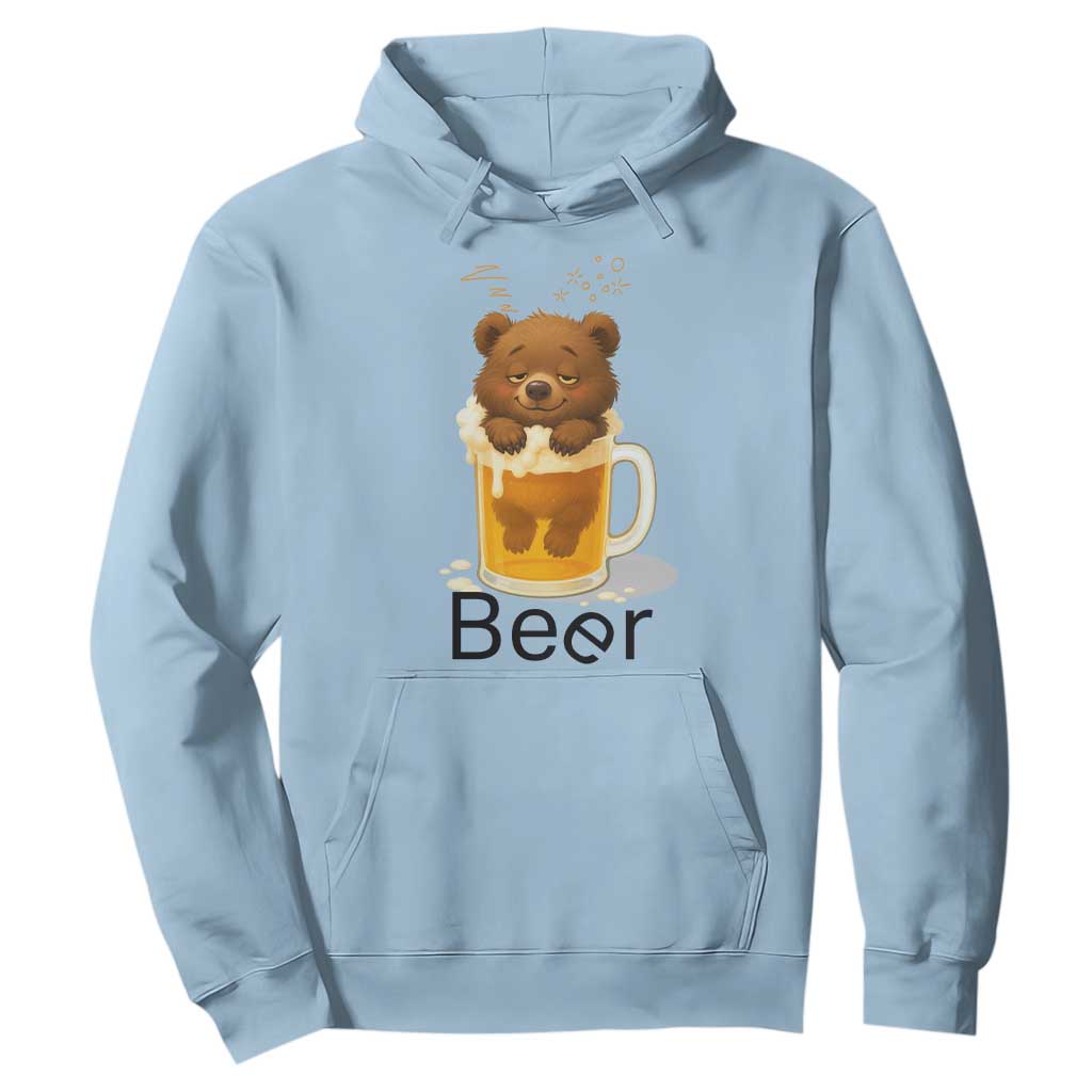 Funny Drinking Lover Hoodie Bear In Beer Glass TS12 Light Blue Print Your Wear