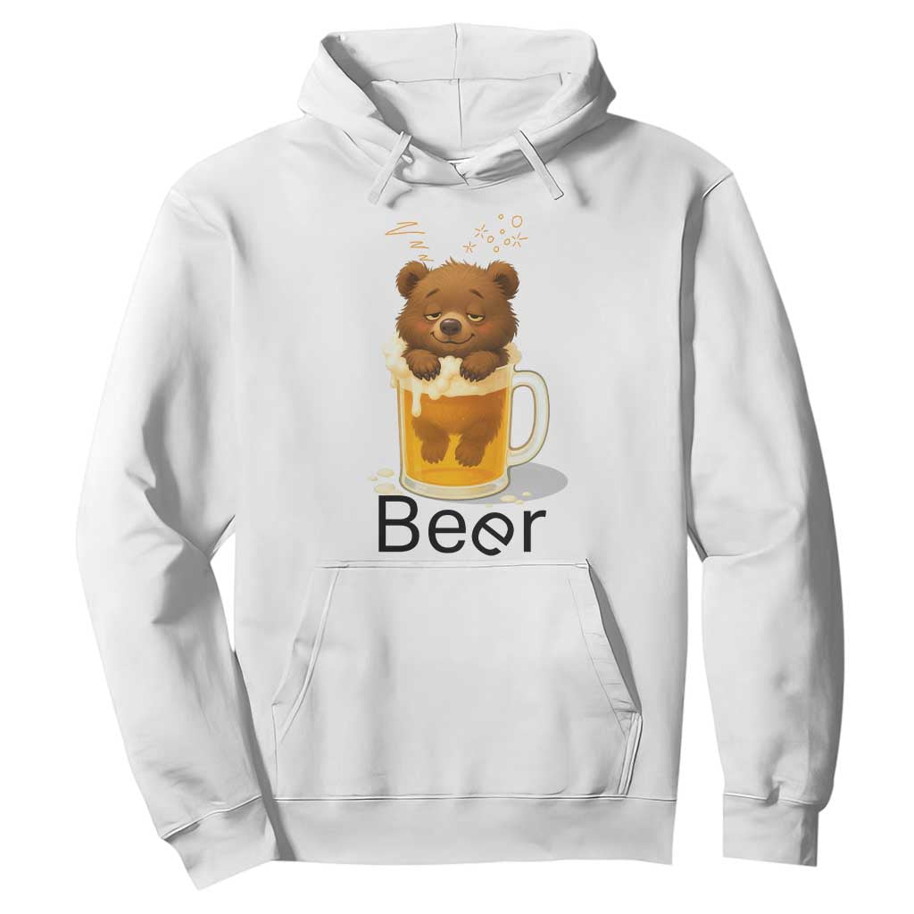 Funny Drinking Lover Hoodie Bear In Beer Glass TS12 White Print Your Wear