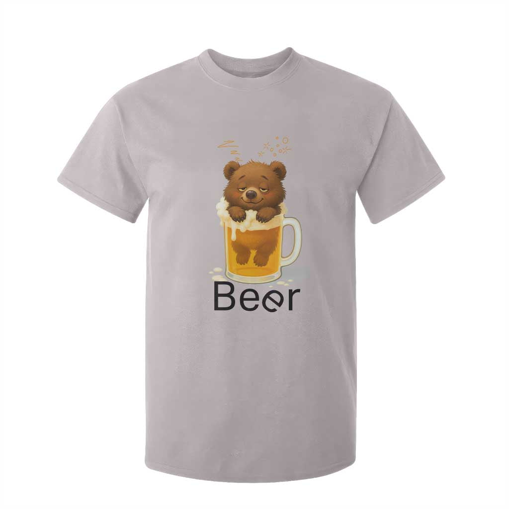 Funny Drinking Lover T Shirt For Kid Bear In Beer Glass TS12 Ice Gray Print Your Wear