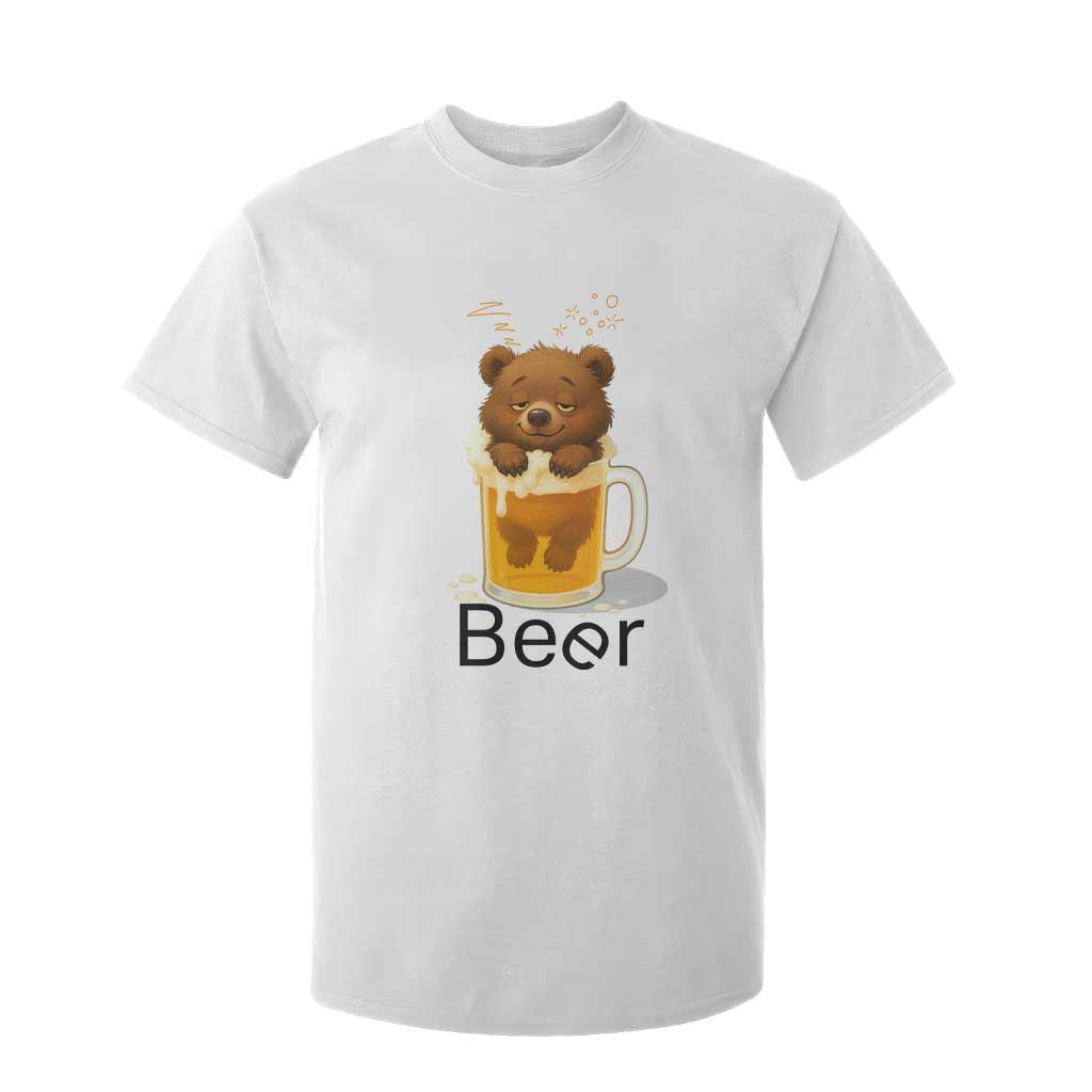 Funny Drinking Lover T Shirt For Kid Bear In Beer Glass TS12 White Print Your Wear