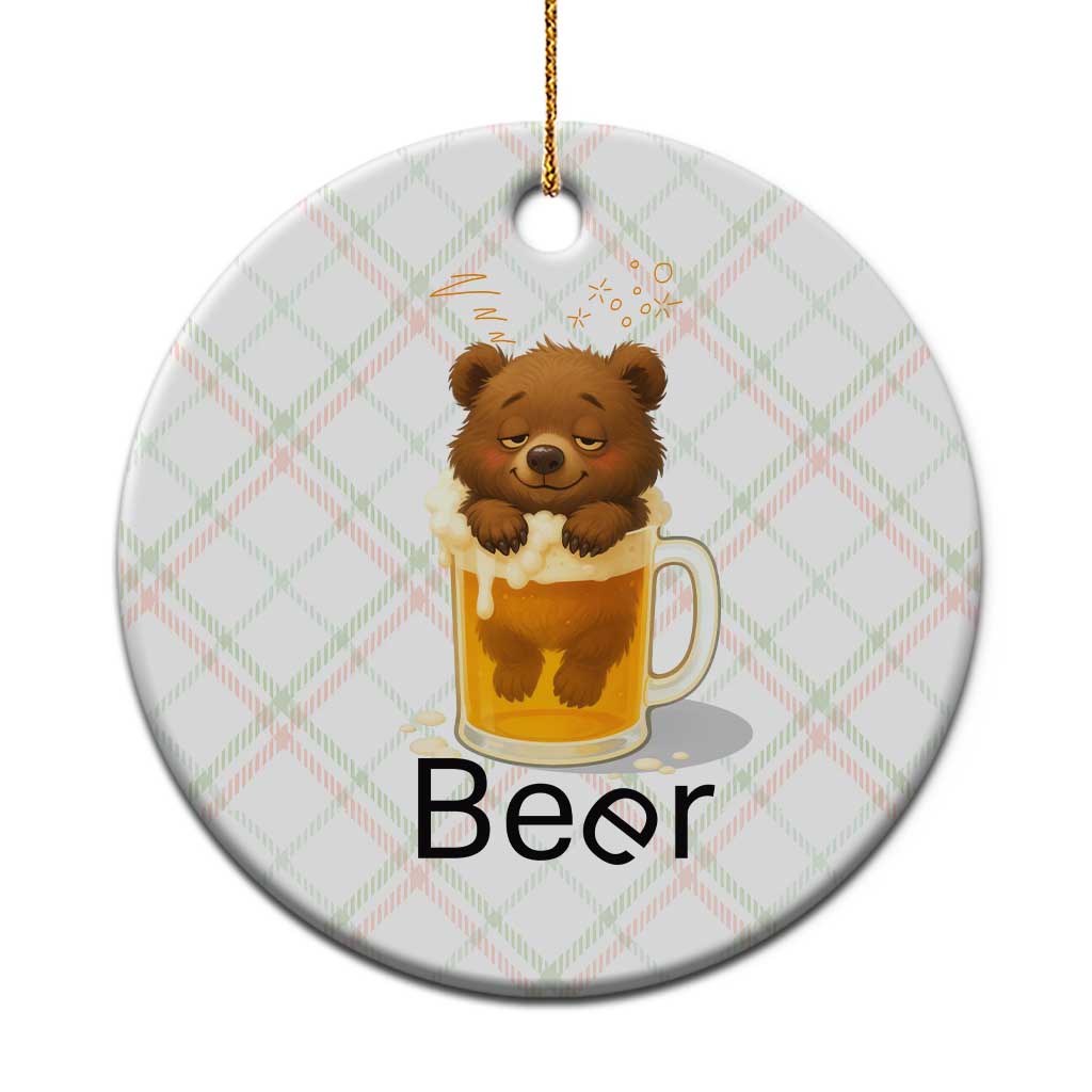 Funny Drinking Lover Ceramic Ornament Bear In Beer Glass TS12 1pc Christmas Plaid Print Your Wear