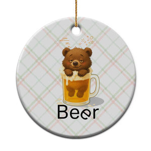 Funny Drinking Lover Ceramic Ornament Bear In Beer Glass TS12 1pc Christmas Plaid Print Your Wear
