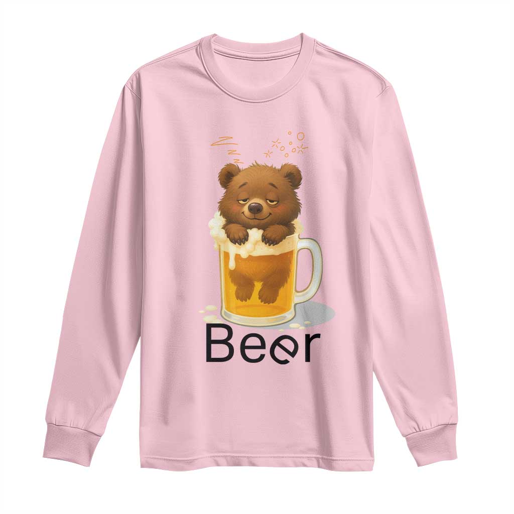 Funny Drinking Lover Long Sleeve Shirt Bear In Beer Glass TS12 Light Pink Print Your Wear