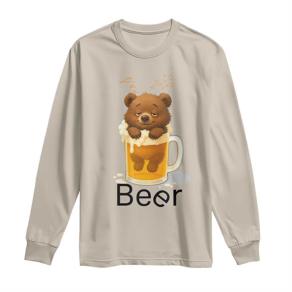 Funny Drinking Lover Long Sleeve Shirt Bear In Beer Glass TS12 Sand Print Your Wear