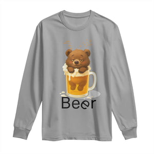 Funny Drinking Lover Long Sleeve Shirt Bear In Beer Glass TS12 Sport Gray Print Your Wear