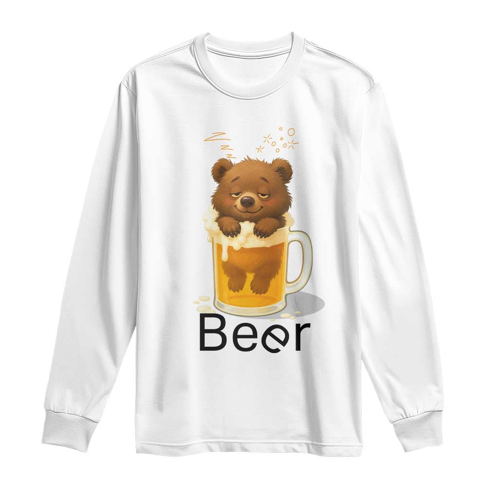 Funny Drinking Lover Long Sleeve Shirt Bear In Beer Glass TS12 White Print Your Wear