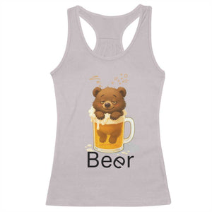 Funny Drinking Lover Racerback Tank Top Bear In Beer Glass TS12 Ice Gray Print Your Wear