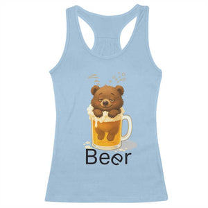 Funny Drinking Lover Racerback Tank Top Bear In Beer Glass TS12 Light Blue Print Your Wear