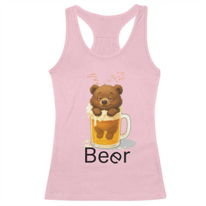 Funny Drinking Lover Racerback Tank Top Bear In Beer Glass TS12 Light Pink Print Your Wear