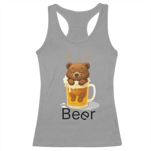 Funny Drinking Lover Racerback Tank Top Bear In Beer Glass TS12 Sport Gray Print Your Wear