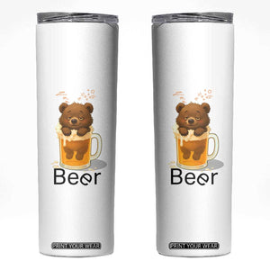 Funny Drinking Lover Skinny Tumbler Bear In Beer Glass TS12 White Print Your Wear