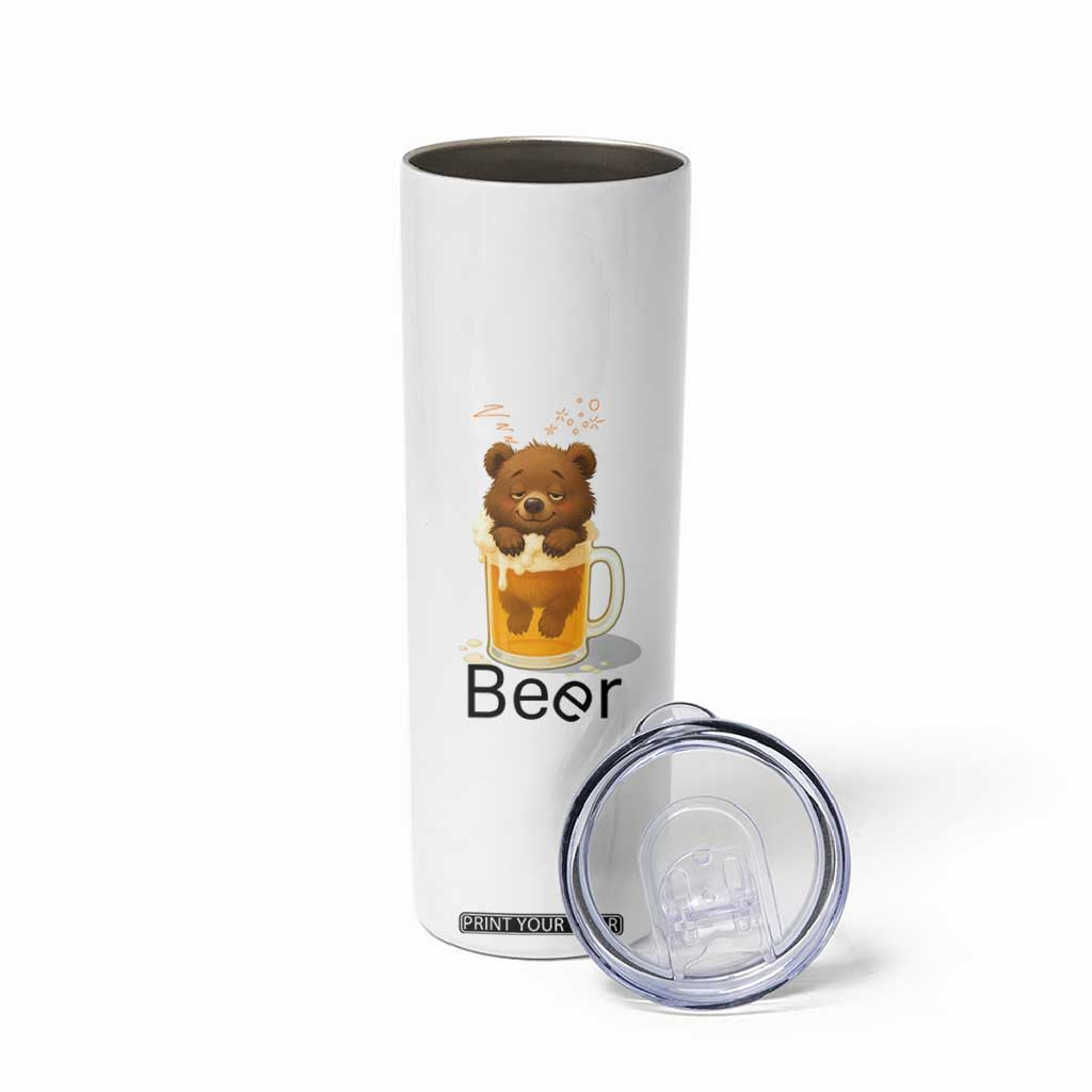 Funny Drinking Lover Skinny Tumbler Bear In Beer Glass TS12 Print Your Wear