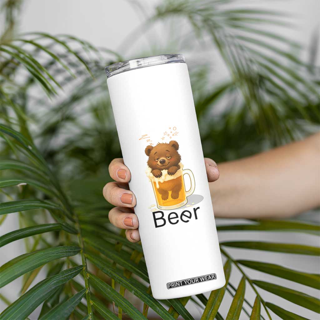 Funny Drinking Lover Skinny Tumbler Bear In Beer Glass TS12 Print Your Wear