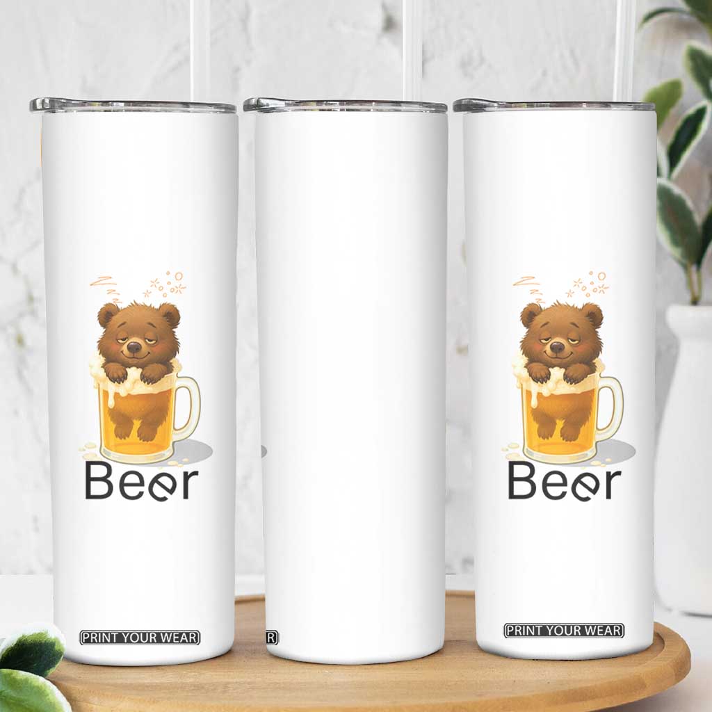 Funny Drinking Lover Skinny Tumbler Bear In Beer Glass TS12 Print Your Wear
