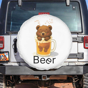 Funny Drinking Lover Spare Tire Cover Bear In Beer Glass TS12 No hole White Print Your Wear