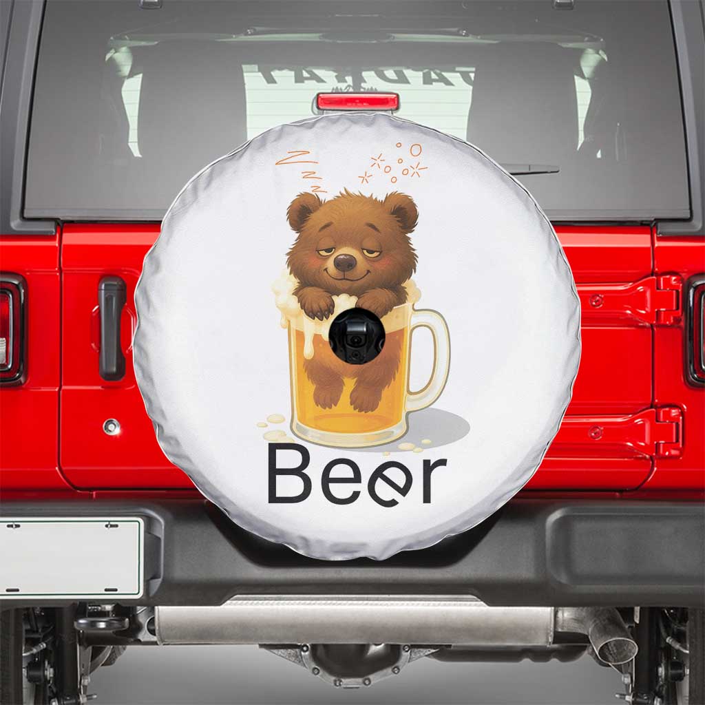 Funny Drinking Lover Spare Tire Cover Bear In Beer Glass TS12 White Print Your Wear