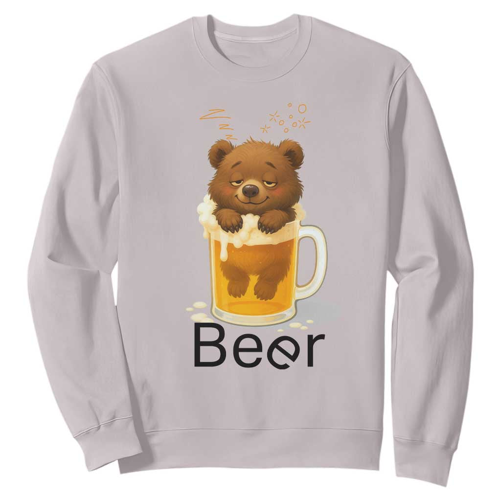 Funny Drinking Lover Sweatshirt Bear In Beer Glass TS12 Ice Gray Print Your Wear