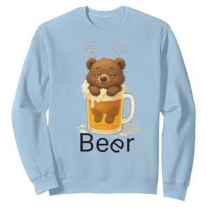 Funny Drinking Lover Sweatshirt Bear In Beer Glass TS12 Light Blue Print Your Wear
