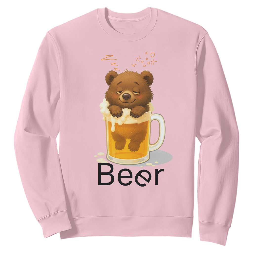 Funny Drinking Lover Sweatshirt Bear In Beer Glass TS12 Light Pink Print Your Wear