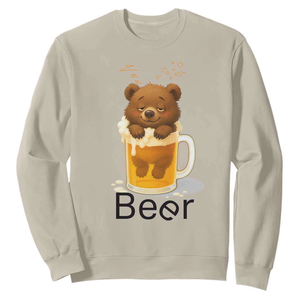Funny Drinking Lover Sweatshirt Bear In Beer Glass TS12 Sand Print Your Wear