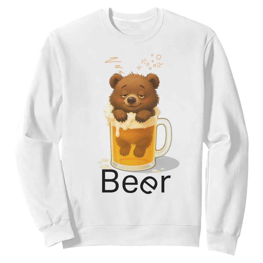 Funny Drinking Lover Sweatshirt Bear In Beer Glass TS12 White Print Your Wear